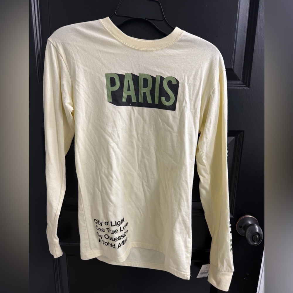 Paris Graphic Long Sleeve Tee XS | 100% Cotton | NWT Neutral Street Style
